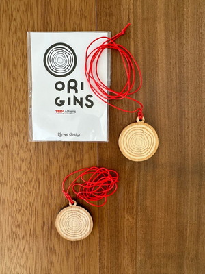 TedX Athens necklace new, set of 2 wooden