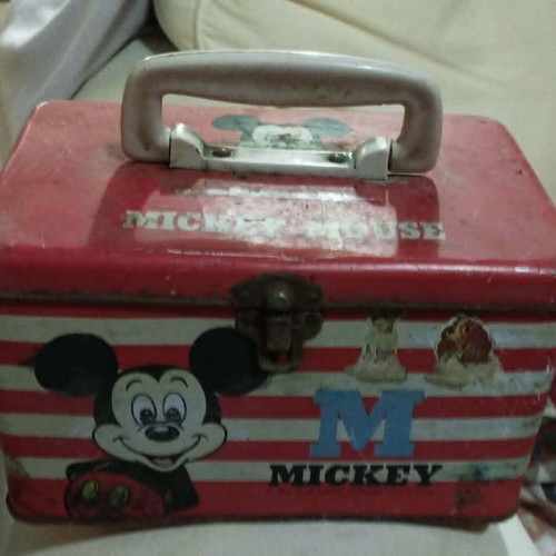 Disney Mickey Mouse red tin box vintage 70s by Melody Taiwan