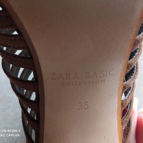 Zara open toe booties used, brown, size 36