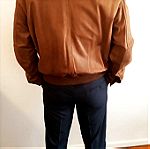  Ανδρικό MASSIMO DUTTI δερμάτινο jacket σε καφέ χρώμα