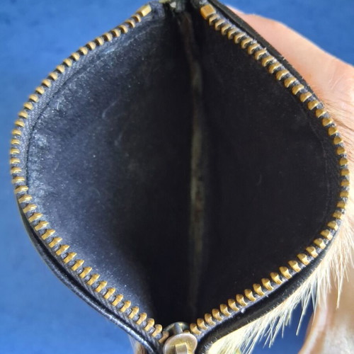 Vintage fur wallet like new, 12.5cm × 10cm, white and black