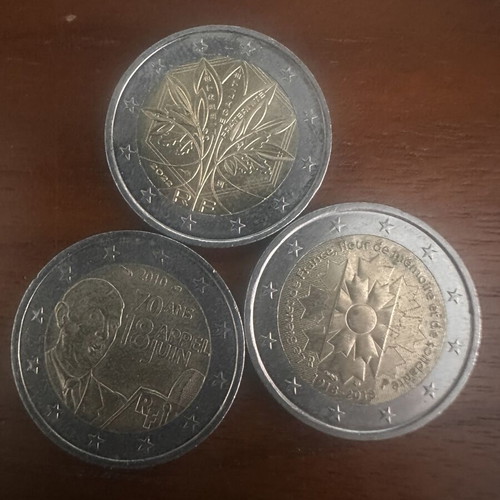 2 Euro commemorative coins France set of 3, like new
