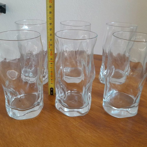 Water frappe glasses set of 6, thick glass, like new