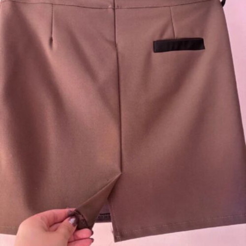 Skirt tight NoLarge used, beige-brown, knee-length