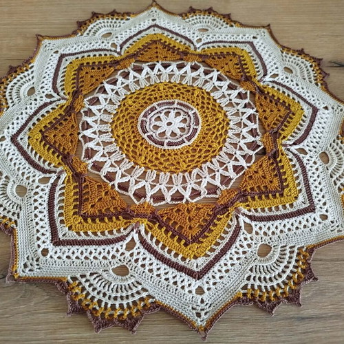 Handmade crochet mandala table decor 40 cm, 100% mercerized cotton