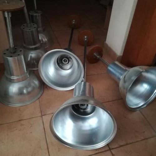 Professional pendant lamps used, set of 6, stainless steel