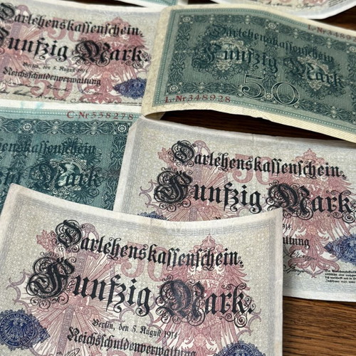 50 Mark 1914 banknotes, lot