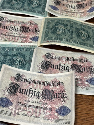 50 Mark 1914 banknotes, lot