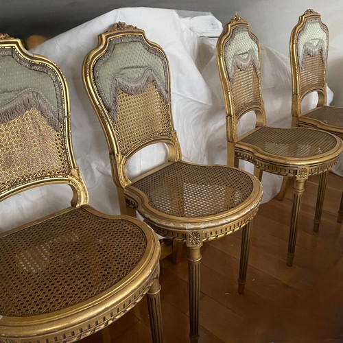 Set of 4 Louis XVI chairs used, antiques over 100 years old