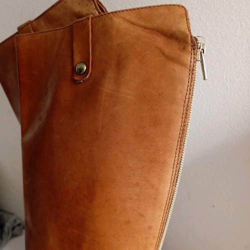 Leather women's boots used, size 38, brown