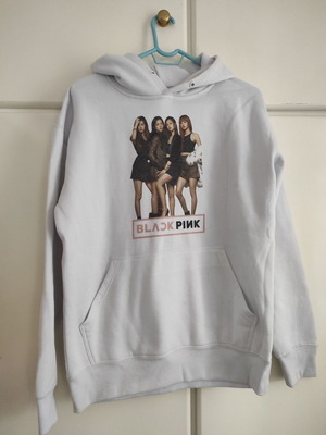 BLACKPINK λευκό φούτερ με κουκούλα, μέγεθος M