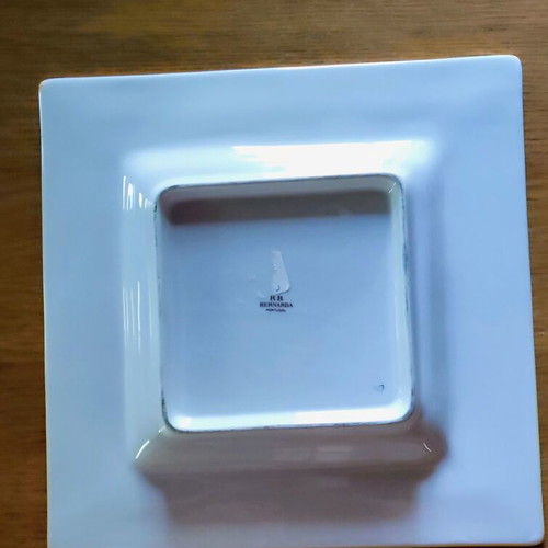 Square porcelain serving platter from Portugal, new, summer colors