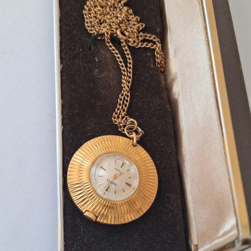Retro Chaika Gold Plei Women's Winding Necklace Watch like new