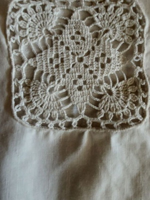 Handmade doilies used, set of 3, ecru color