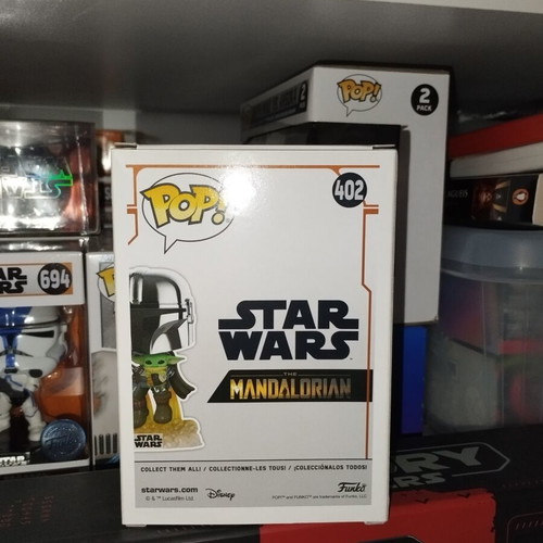 Star Wars The Mandalorian with Grogu Funko Pop 402, chrome with pin