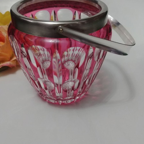 Val Saint Lambert Art Deco ice bucket used, lead crystal 1930s-50s