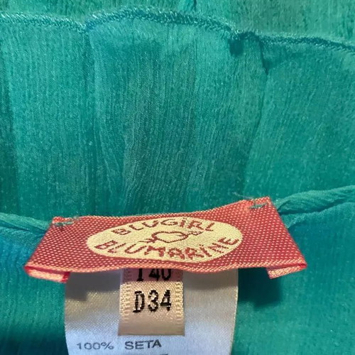 Vintage silk skirt Blugirl used, turquoise, Italian size 40