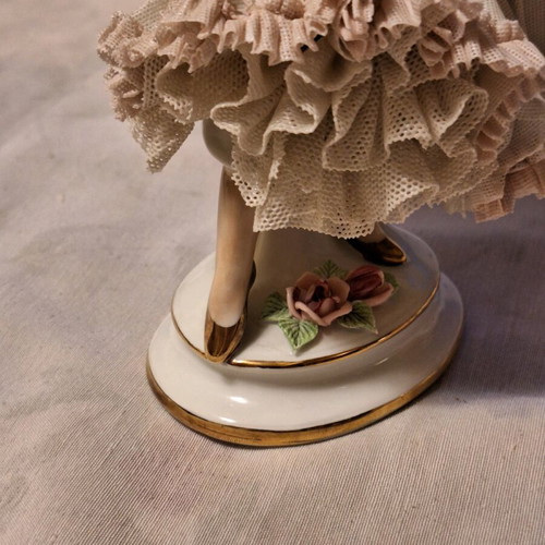 Dresdnen figurine used with tulle dress
