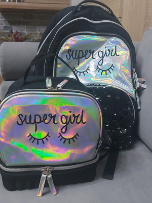 Goomby "Super Girl" school bag and lunch bag set like new