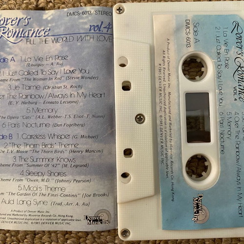 Lover's Romance instrumental music cassette tapes, pack of 4