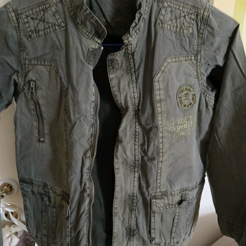 Kids jacket khaki gray like new, size 122-128 cm