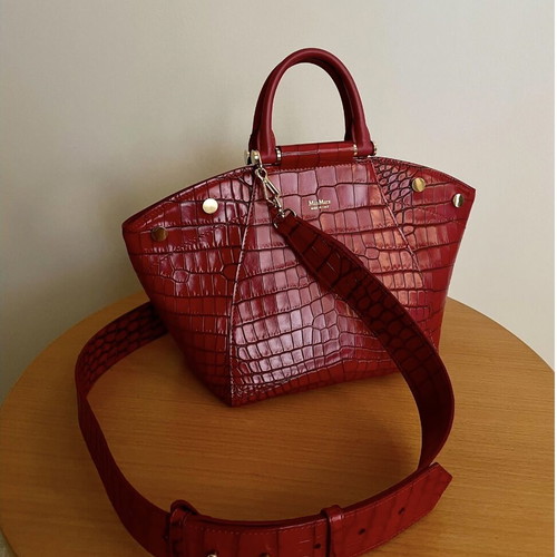 Max Mara Anita leather bag crossbody like new, red with croc texture