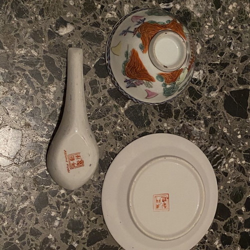 Vintage Chinese porcelain set 3 pieces hand painted like new