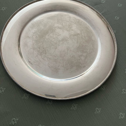 Argentepie silver plated 1000 BE plate used, 40 cm diameter