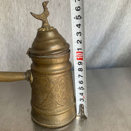 Coffee cezve old used, copper and brass