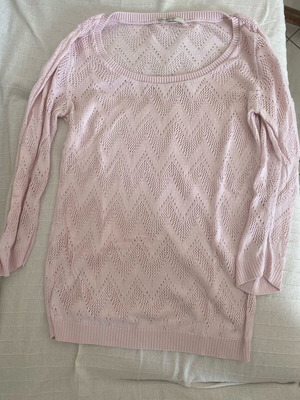 Long-sleeve blouse with perforated design like new, pink, size L