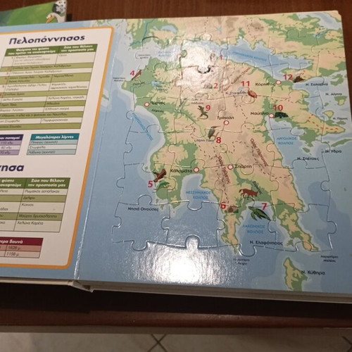 Children's books and puzzles used, Robin Hood and Greek travel themes