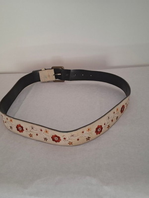 Boho embroidered belt used, floral design, 100 cm