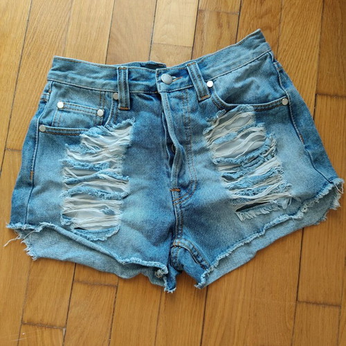 Minkpink blue shorts like new with frayed edges size S