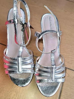 Maria Mare high-heeled sandals new, silver, size 38