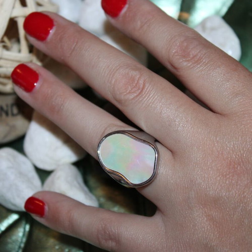 Silver ring with white stone like new