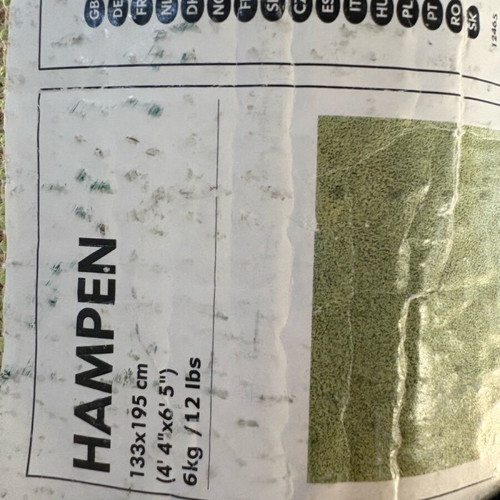 Hampen rug light green like new 133x195