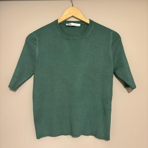 Zara ribbed top new, green, size L