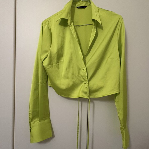 Satin cropped shirt with waist ties