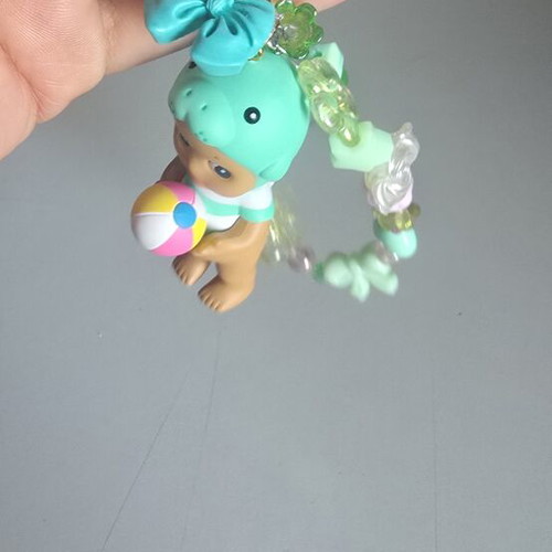 Authentic Sonny Angel Summer Vacation Manatee Keychain with Handmade Beaded Charm