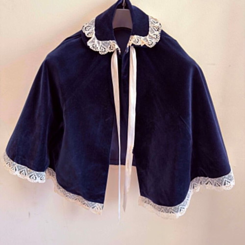 Velvet handmade cape blue vintage like new