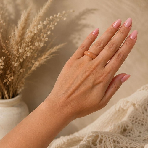 Handmade Agate Stone Ring new, orange