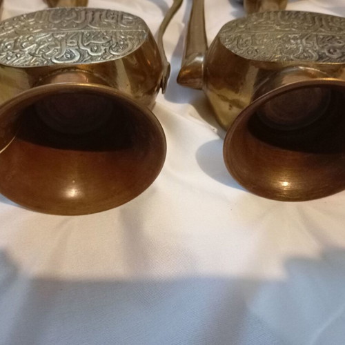 Vintage Oriental Brass Dallah Coffee Pots Set of 2 used