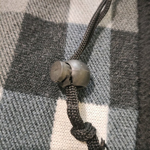 Fleece neck warmer used, double-sided, black and gray checkered
