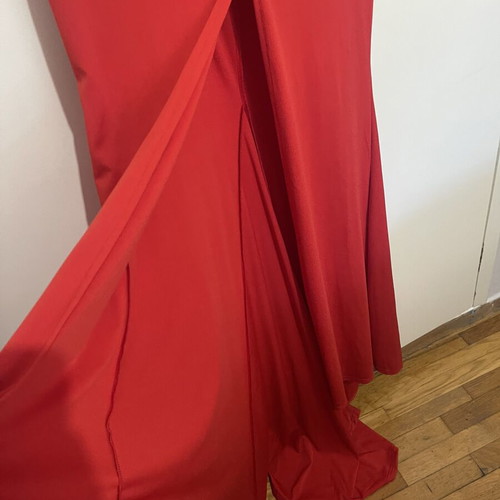 Red One-Shoulder Maxi Evening Dress Size L New with Tags