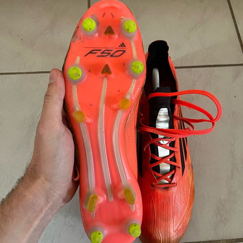 Adidas F50 football shoes used, size 45.5, red and orange