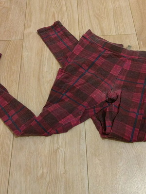 Bershka checked leggings used, size S with hole and fading