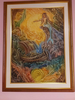 Sirens painting inspired by Odyssey, like new, 50x70 cm