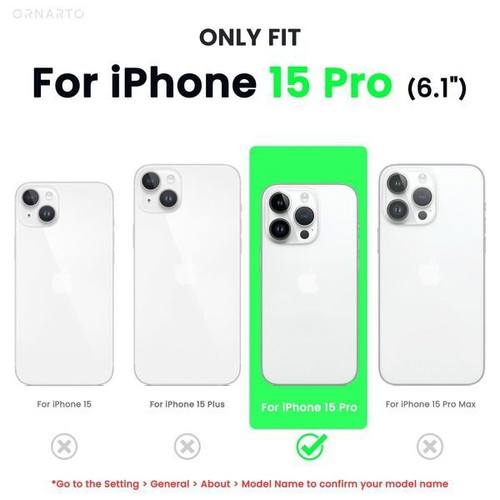 ORNARTO silicone case for iPhone 15 Pro 6.1 inch, black