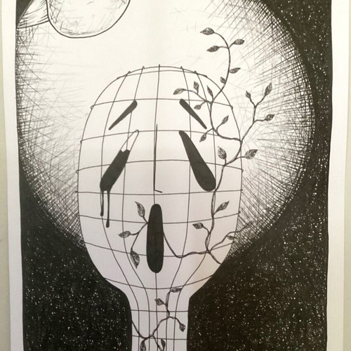 Sketch figure new with pen on Bristol paper 35x23.6cm