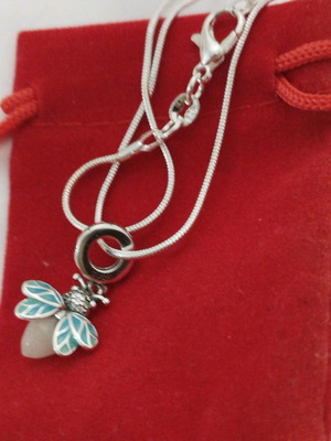 Ασημένια μέλισσουλα 925 με ασημένια αλυσίδα 60cm καινούργιο